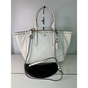 COACH 37400 Crosby Carryall Satchel Flower Rivet Leather White/ivory
